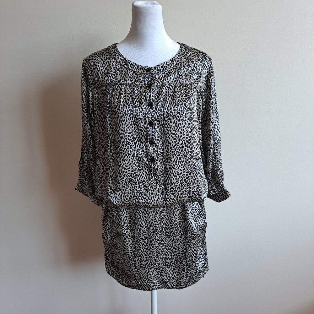 VDP 100% Silk Leopard Print Short Dress Size 40 / S